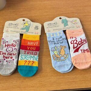 4 pair of Blue Q socks. "Baby - Screaming - Hello" NWT